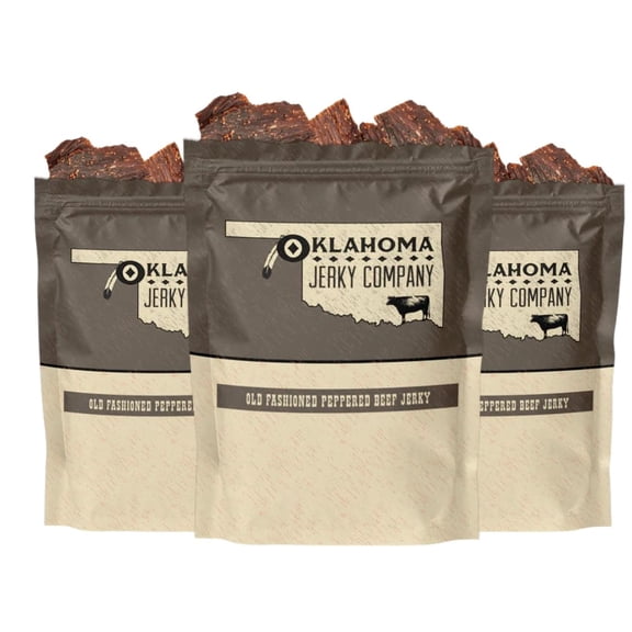 Old Fashioned Peppered Beef Jerky - No Frills Tough and Old Style Dry Beef Jerky - All Natural, Gluten Free, No Added Preservatives and No Added MSG, Healthy Protein Snacks, 2 oz (Pack of 3)