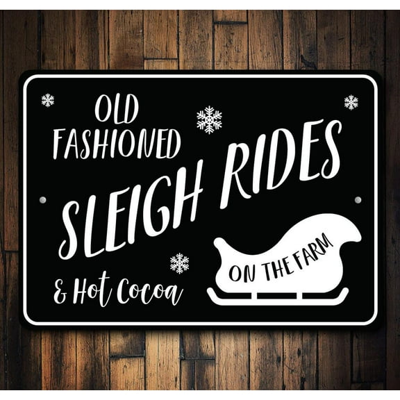 Old Fashioned Sleigh Rides Novelty Decor, Metal Wall Sign - 10x14 Inches