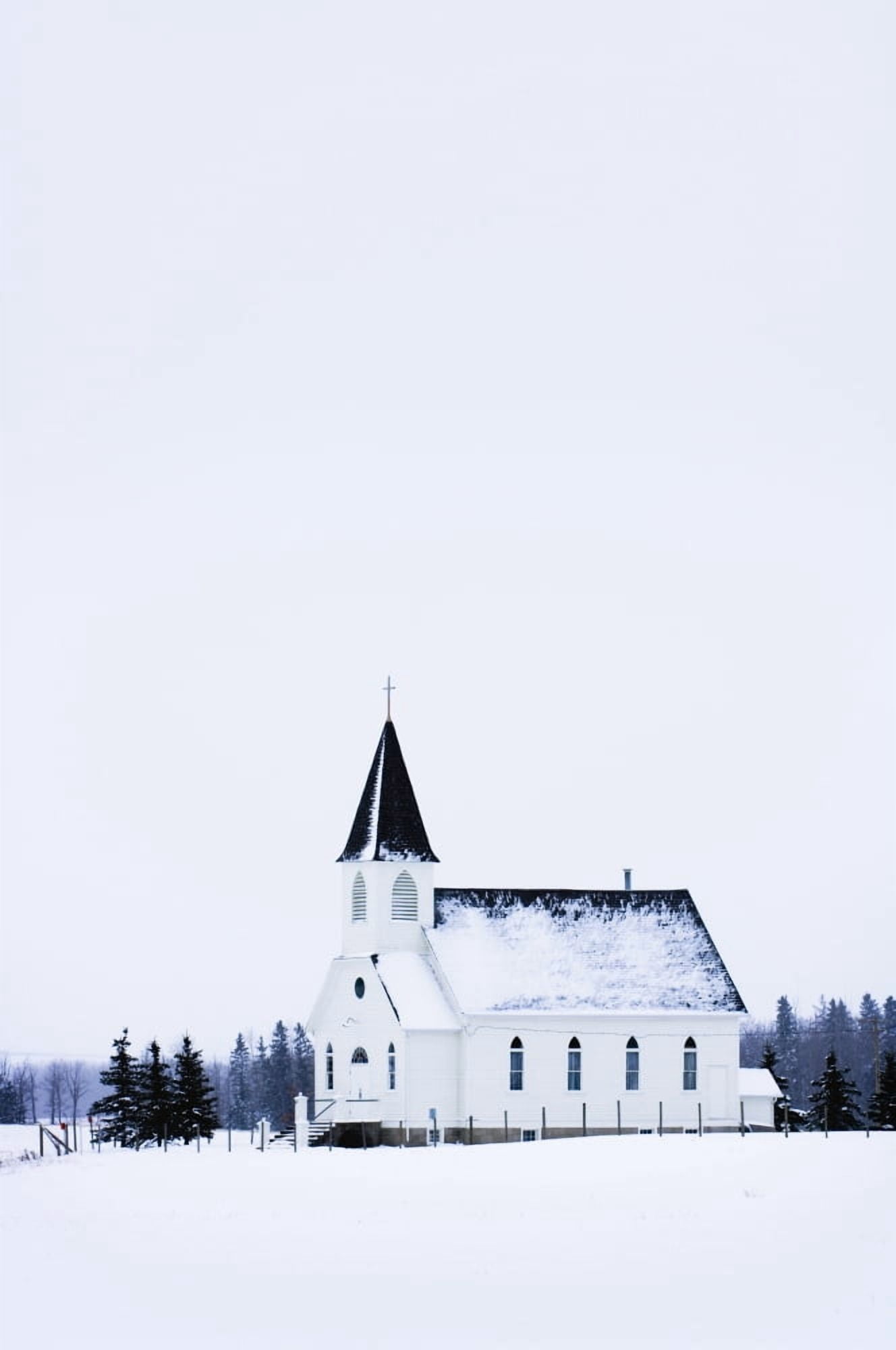 Old Fashioned Steeple Church In Winter Canvas Art - Corey Hochachka Design Pics (11 x 17)