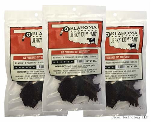 Old Fashioned Style Gluten Free Hot Beef Jerky - 3 PACK - No Frills Tough And Dry Style Beef Jerky - All Natural, No Added Preservatives And No Added MSG - 9 Total Oz.