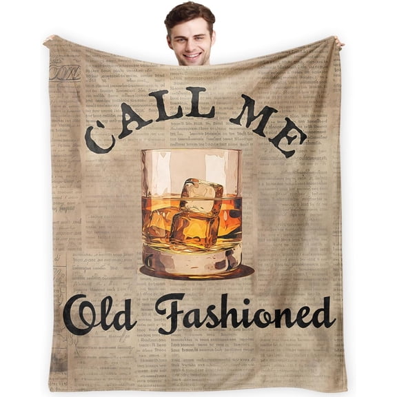 Old Fashioned  Throw Blanket,Old Fashioned Drink Gifts Dad for Men Uncle, Classical   Blanket for Couch Bed Dorm Bedroom Bar Pub Lounge,50x60 Inches