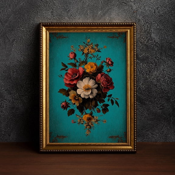 Old,Fashioned Wild Flower,Cottagecore Art,Moody Wall Art,Timeless Floral De,Dark Academia Blossoms,Moody Flowers,Decorative Heritage, 8x12 UNFRAMED