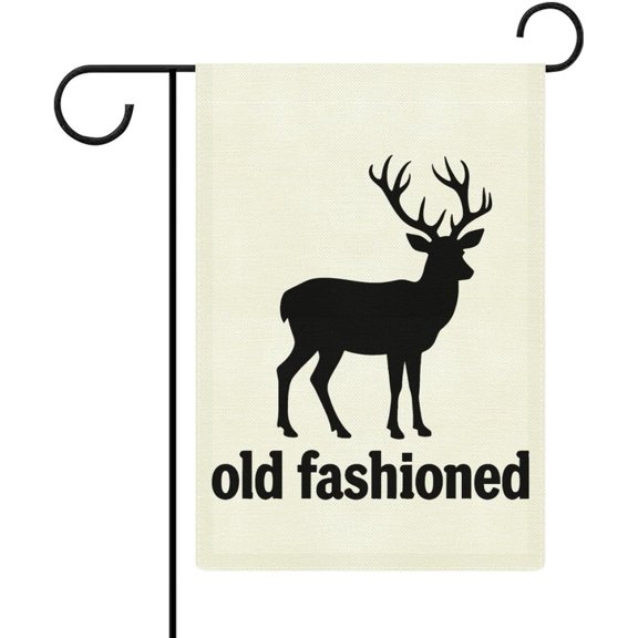 Old Fashioned With Deer Garden Flag 12x18 Inch Double Sided Outdoor Decorations Burlap Yard Flag