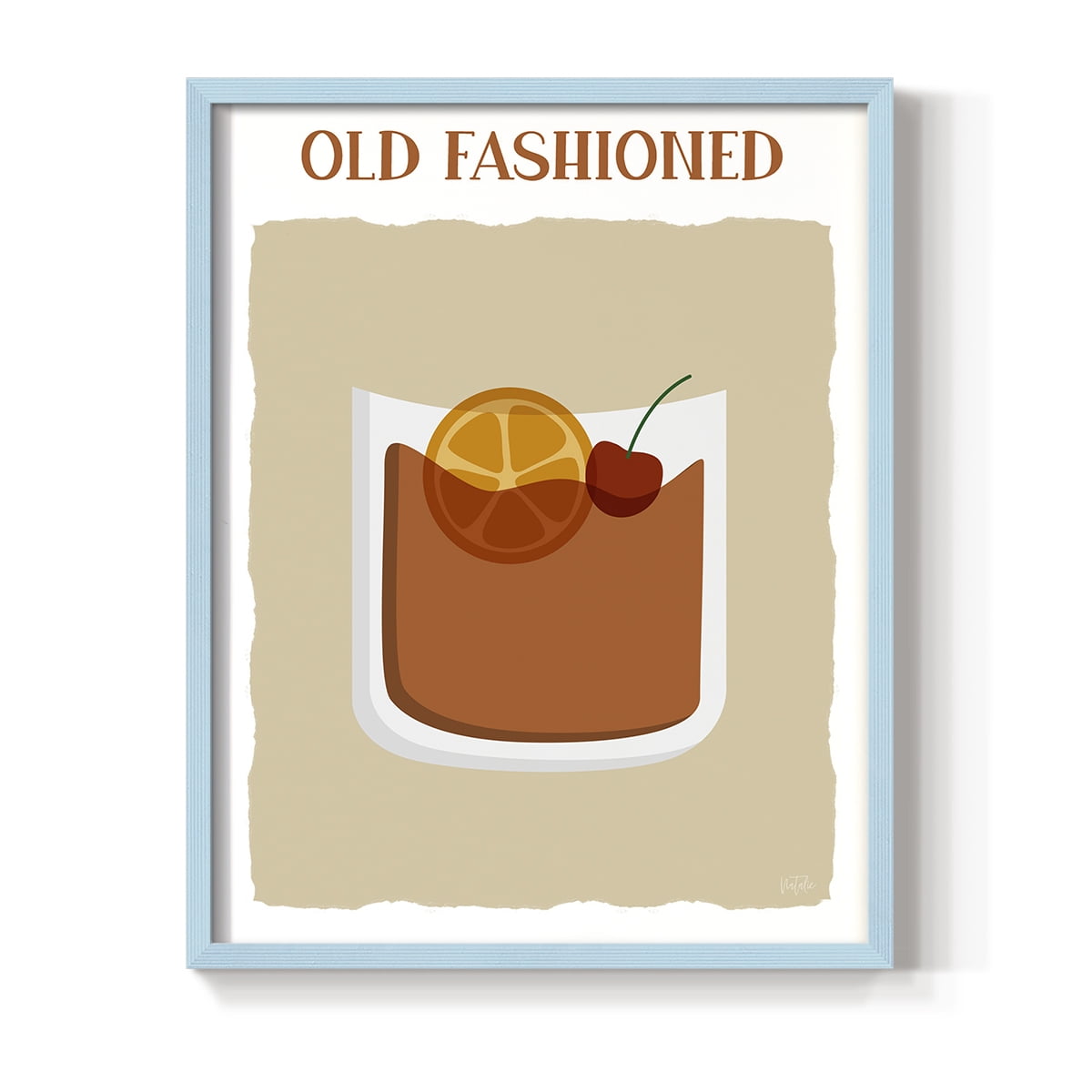 Old Fashioned in Blue Solid Wood 11 x 14 Framed Print