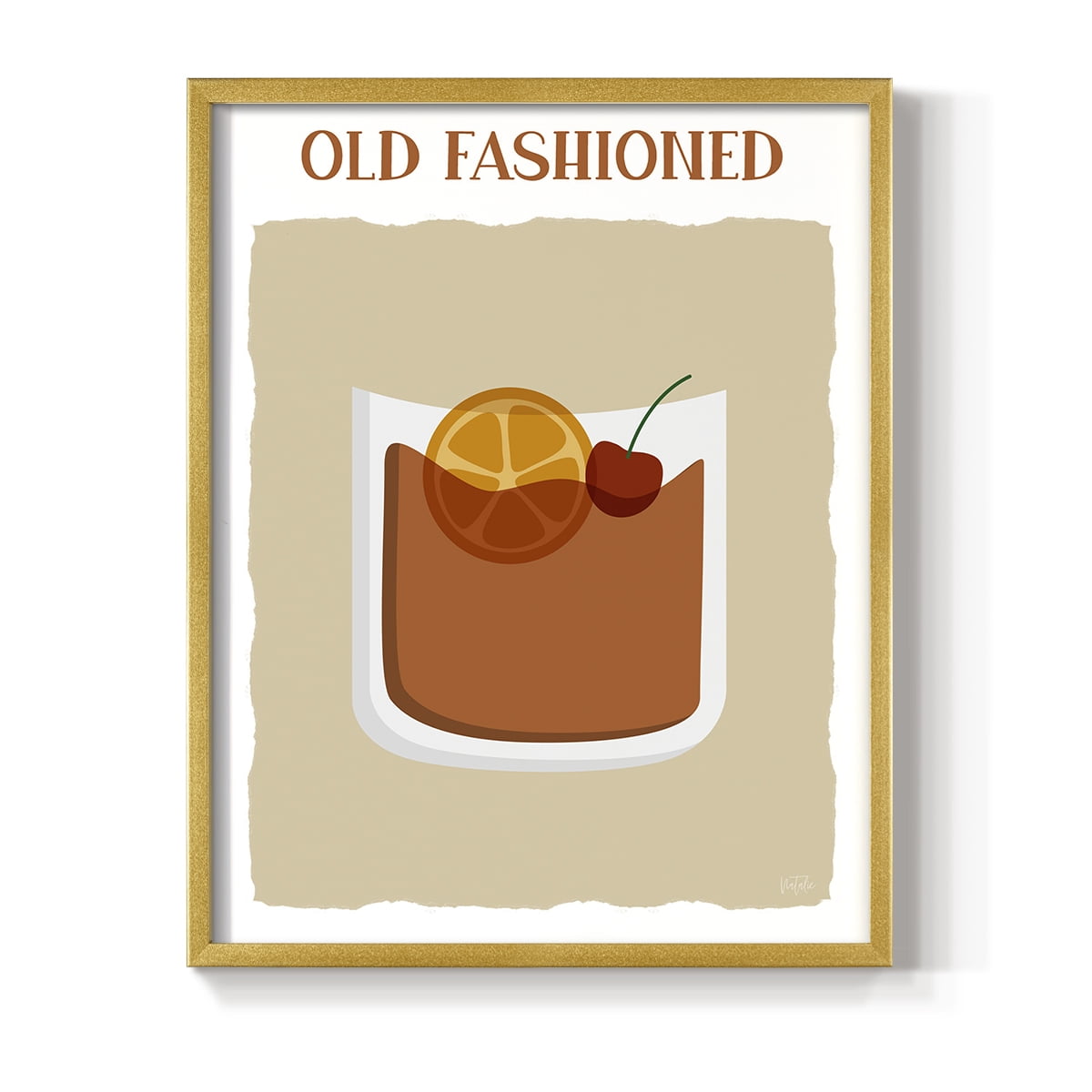Old Fashioned in Gold Solid Wood 16 x 20 Framed Print