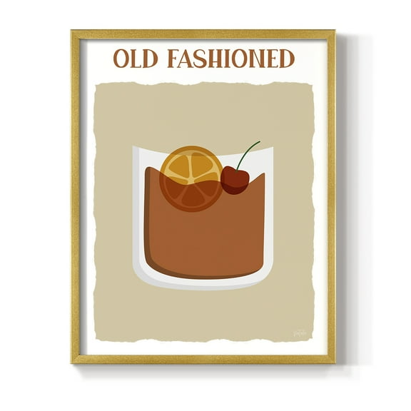 Old Fashioned in Gold Solid Wood 22 x 28 Framed Print