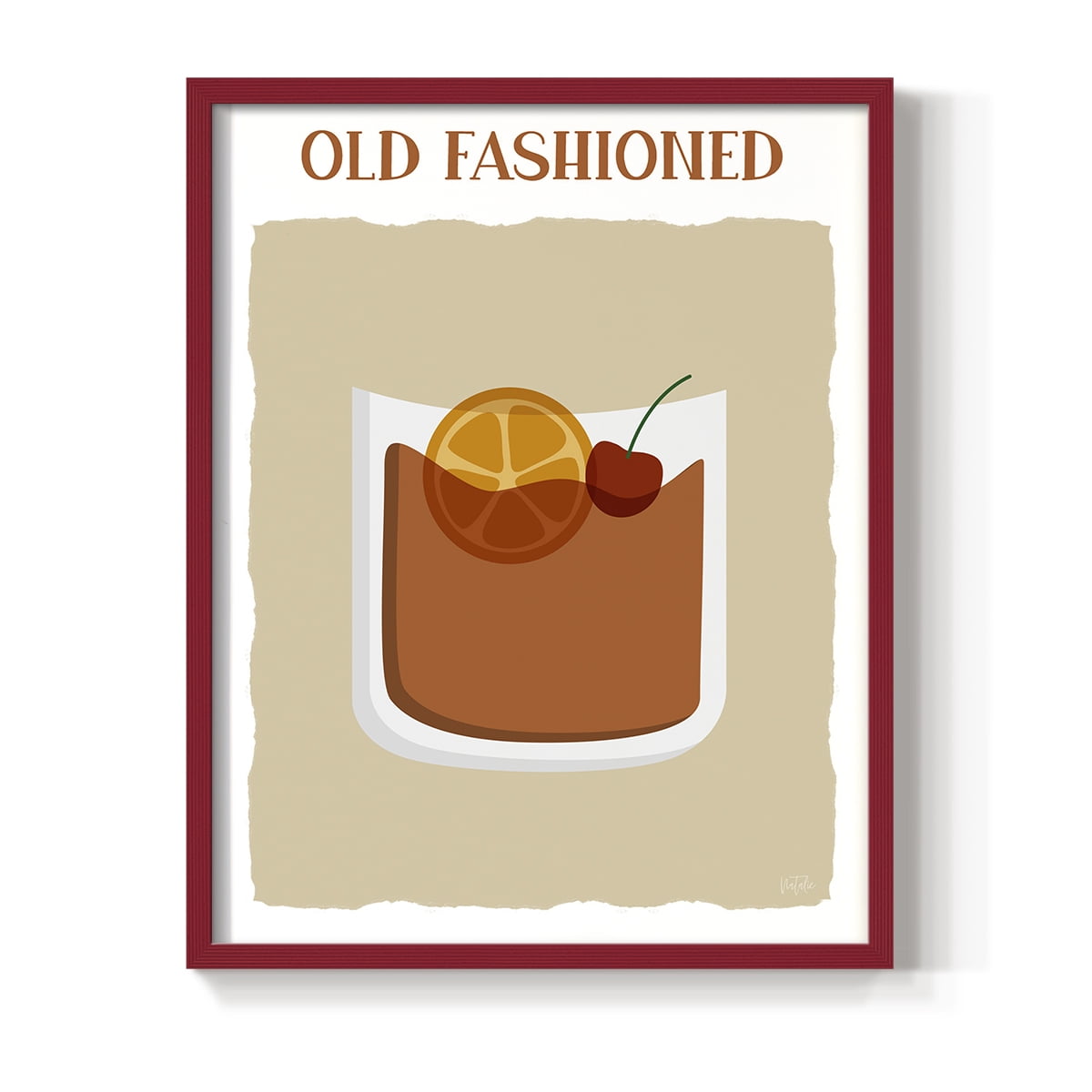 Old Fashioned in Red Solid Wood 8 x 10 Framed Print