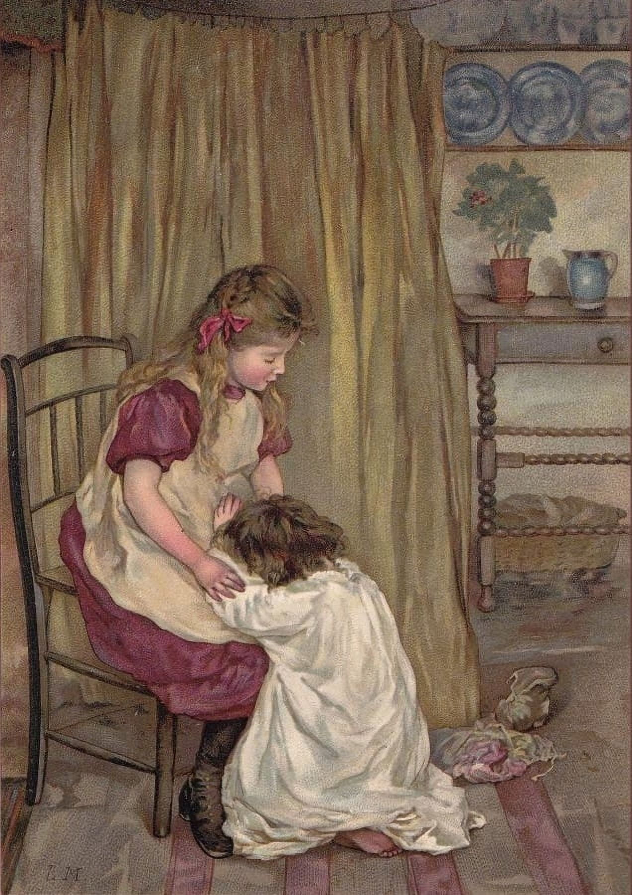 Old Father Christmas 1888 Saying prayers Canvas Art - Lizzie Mack (24 x 36)