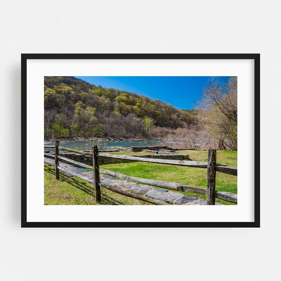 Old Foundations on Virginius Island - Harpers Ferry West Virginia Photography Landscape Nature Scenic Rural Woodland Pastoral Black Framed Wall Art Print 12 x 18 inches
