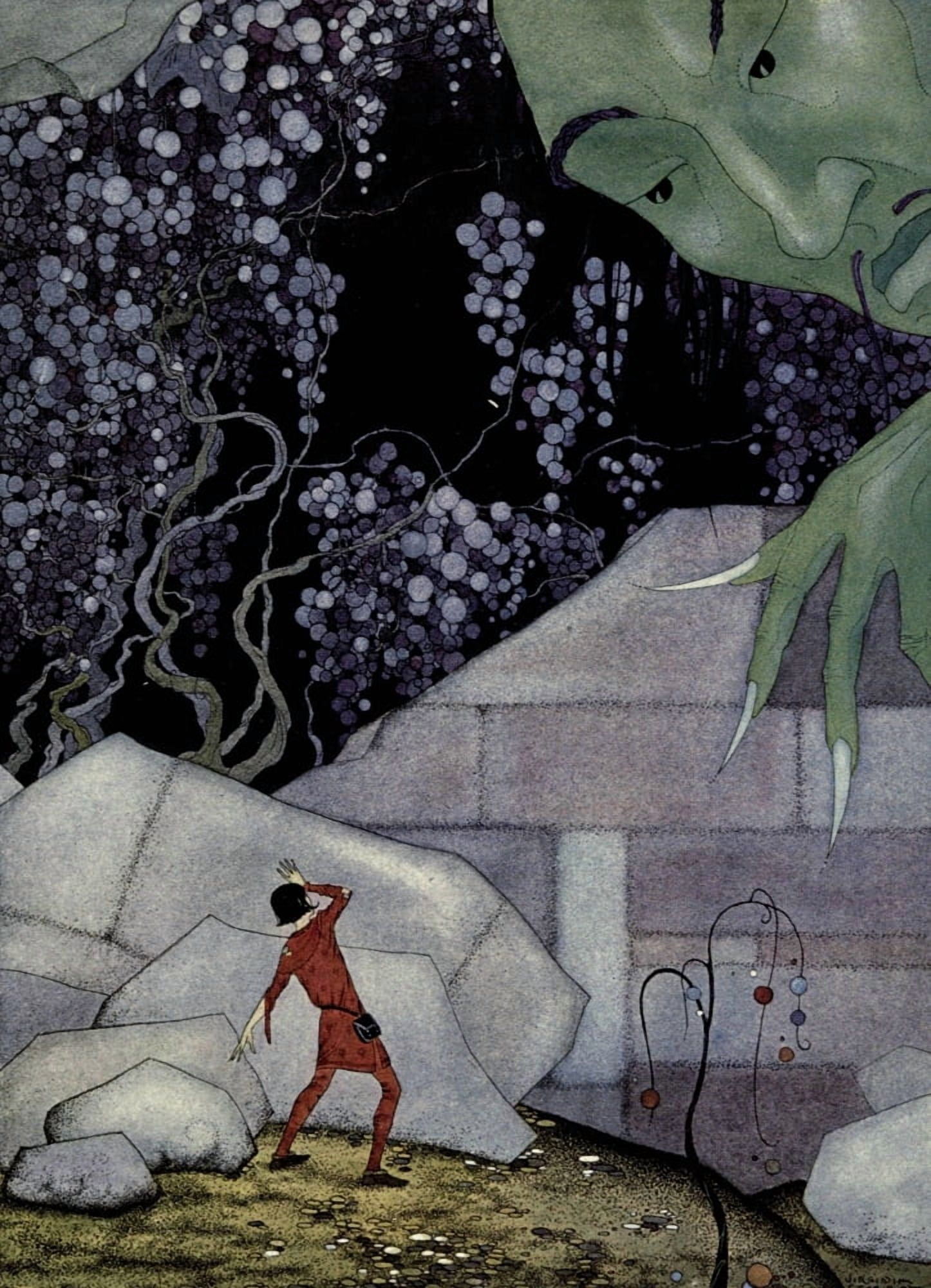 Old French Fairy Tales 1920 Part of the wall crumbled Canvas Art - Virginia Sterrett (24 x 36)