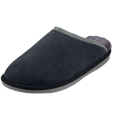Old Friend Men's Sheepskin Full Grain Trim Scuff Slippers 421216-L EE Blk