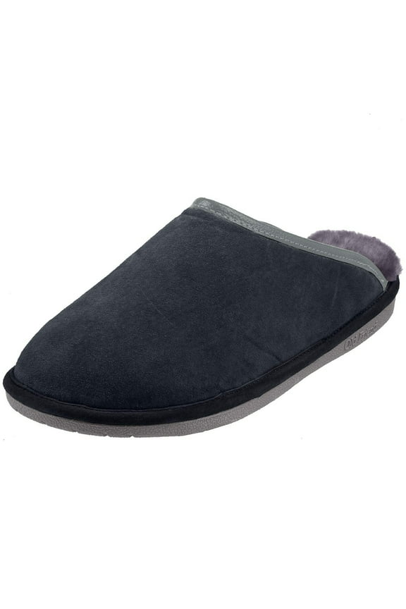 Men's Sheepskin Full Grain Trim Scuff Slippers 421216-S EE Blk