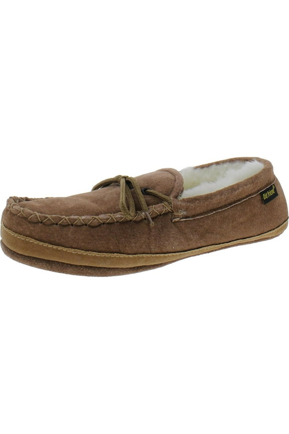 Mens Leather Soft Sole Moccasin Slippers