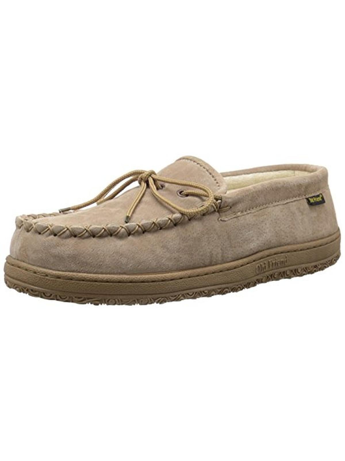 Old Friend Mens Suede Terry Cloth Moccasin Slippers Tan 10 Medium