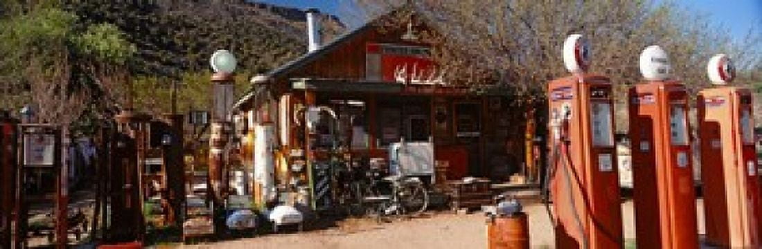 Old Frontier Gas Station Embudo New Mexico USA Canvas Art - Panoramic Images (36 x 12)