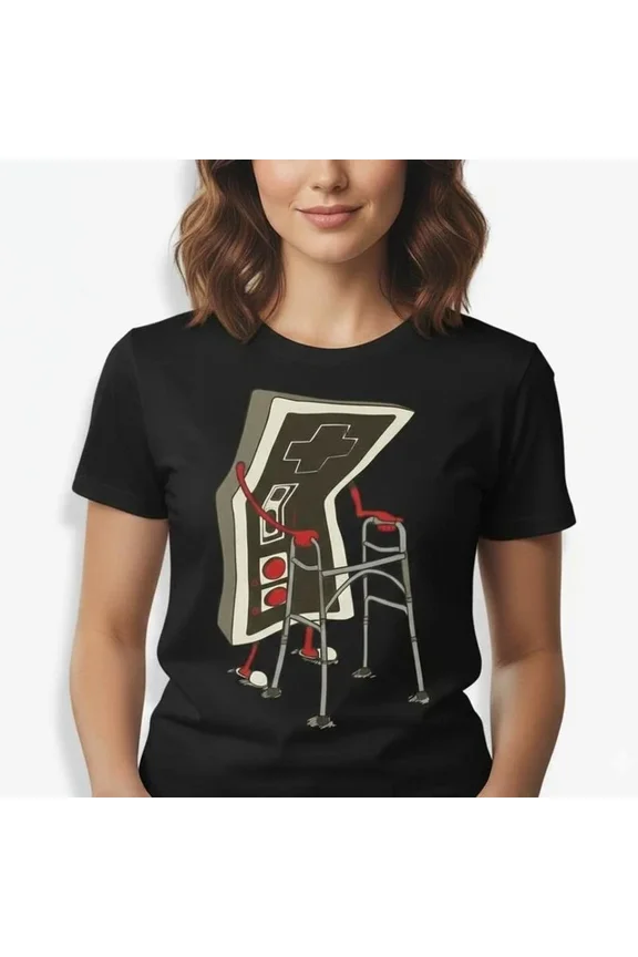 Old Gamer Retro Video Game T-Shirt Graphic Tees Cotton Round Neck S Unisex S-5XL Hot Trending Shirt Birthday Gift