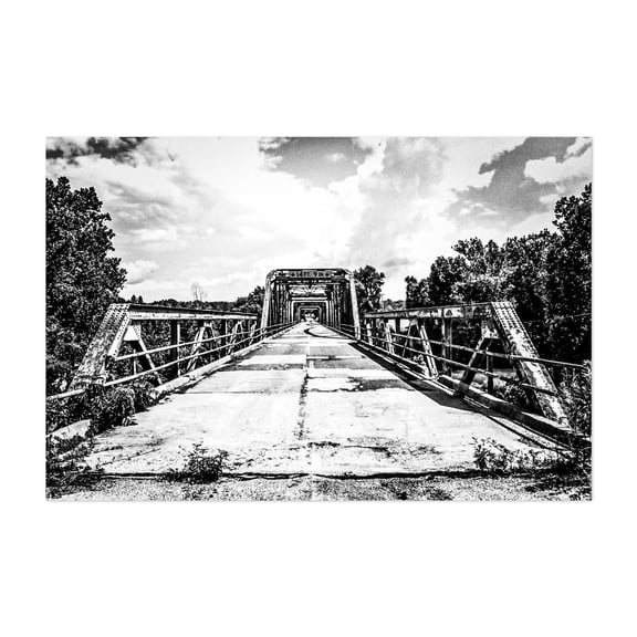 Old Gasconade River Bridge - Missouri Photography Black and White Bridge Abandoned Architecture Rural Industrial Scenic Unframed Wall Art Print 20 x 28 inches