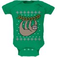 thumbnail image 1 of Old Glory Big Hanging Sloth Ugly Christmas Sweater Soft Short Sleeve Baby One Piece, 1 of 6