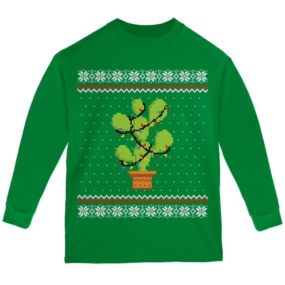 Old Glory Cactus Prickly Pear Tree Ugly Christmas Sweater Youth Long Sleeve T Shirt