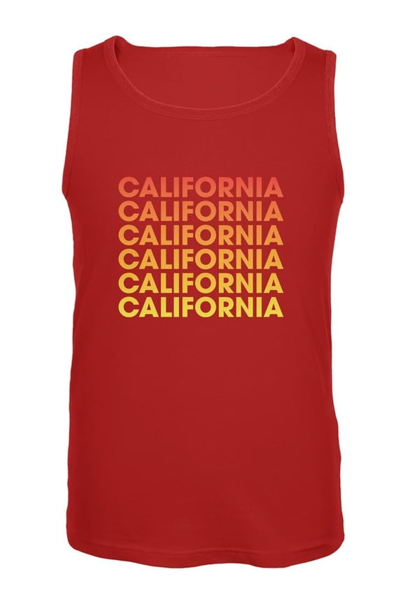 California Repeating Gradient Red Adult Tank Top