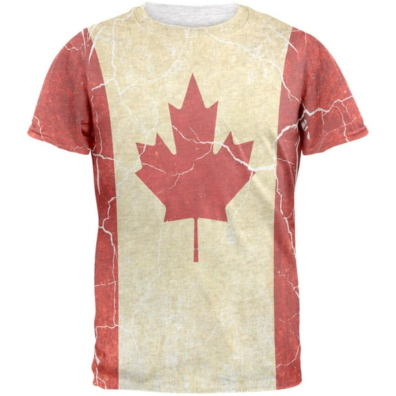 Old Glory Canadian Flag Grunge Distressed Mens T Shirt