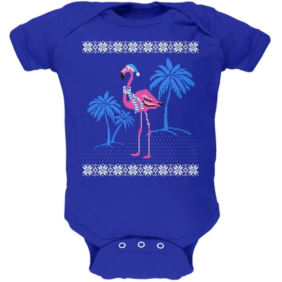 Old Glory Flamingo Winter Ugly Christmas Sweater Soft Short Sleeve Baby One Piece
