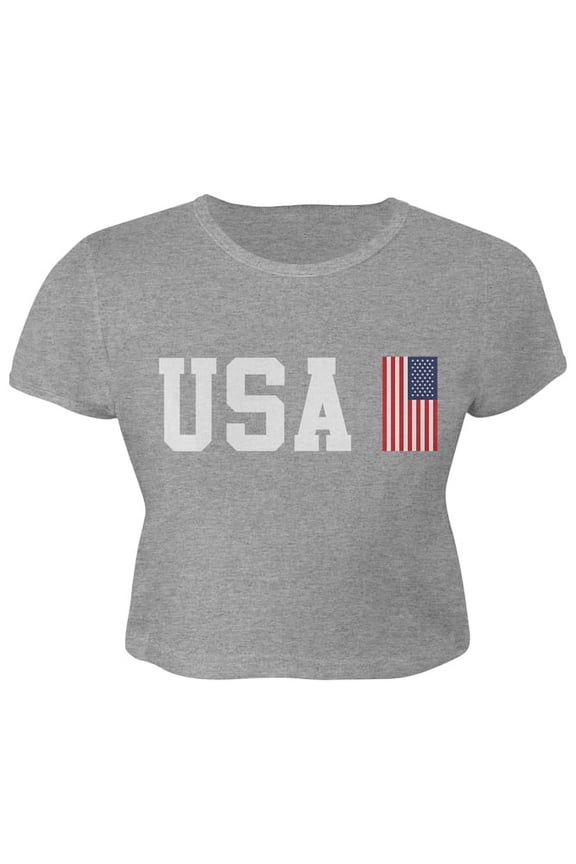 Juniors 4th of July World Cup USA Crop Top Short Sleeve Graphic T Shirt
