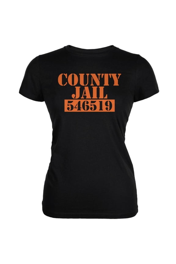 Juniors Halloween County Jail Inmate Costume Short Sleeve Graphic T Shirt