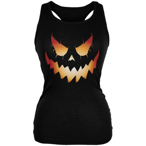 Old Glory Juniors Halloween Evil Jack-O-Lantern Pumpkin Sleeveless Graphic Tank Top