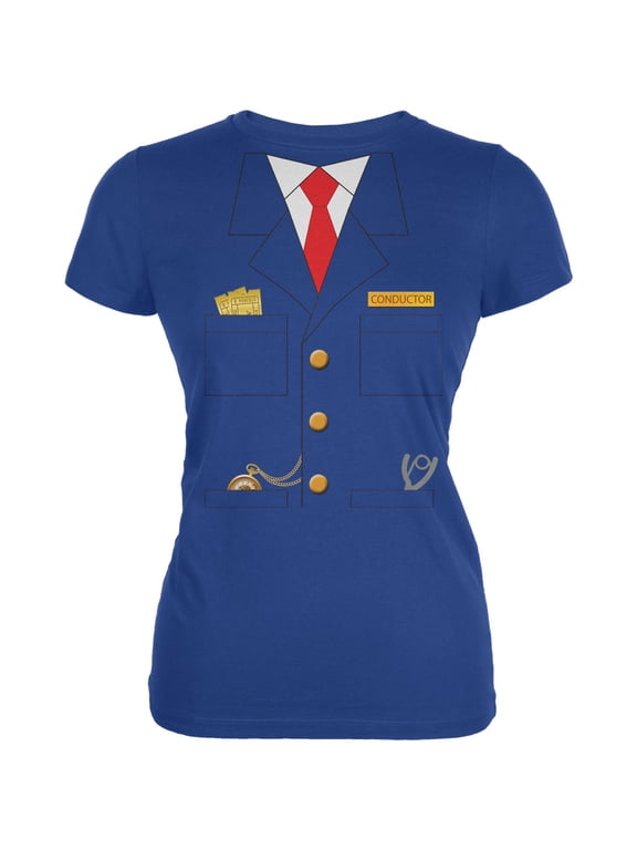Halloween Train Conductor Costume Women's Juniors Soft T Shirt