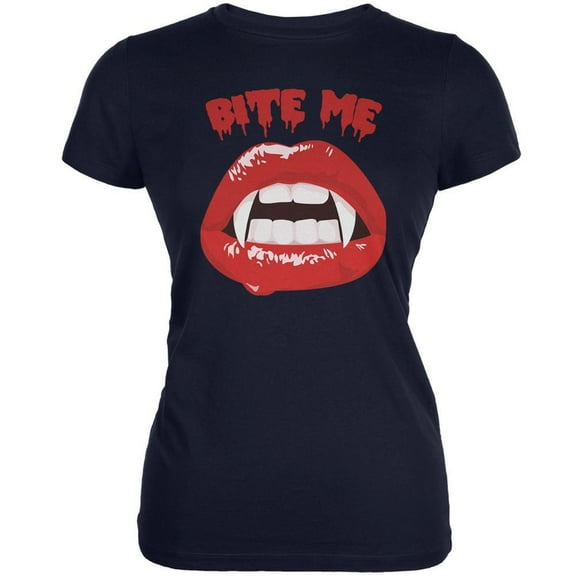 Old Glory Juniors Halloween Vampire Bite Me Short Sleeve Graphic T Shirt