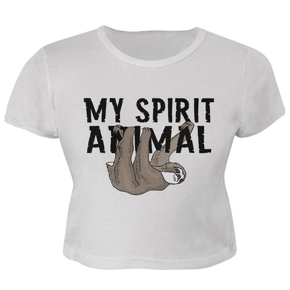 Old Glory Juniors Sloth My Spirit Animal Short Sleeve Graphic Crop Top T Shirt