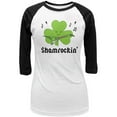 thumbnail image 1 of Old Glory Juniors St. Patrick's Day Shamrock Guitar Shamrockin' 3/4 Sleeve Graphic Raglan T Shirt, 1 of 6