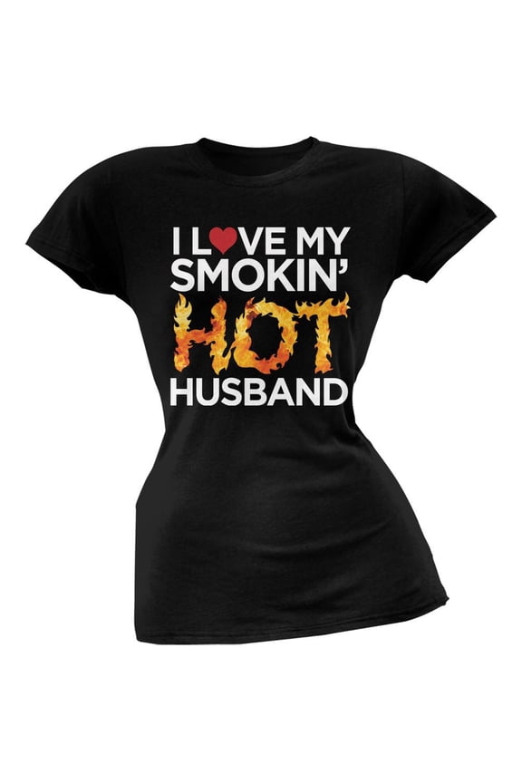 Juniors Valentine's Day Smokin Hot Husband Short Sleeve Graphic T Shirt
