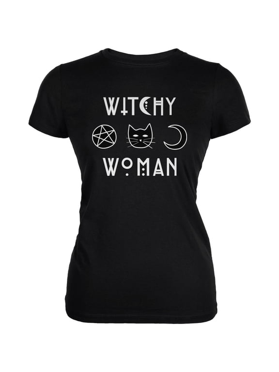 Juniors Witchy Woman Cat Star Moon Short Sleeve Graphic T Shirt