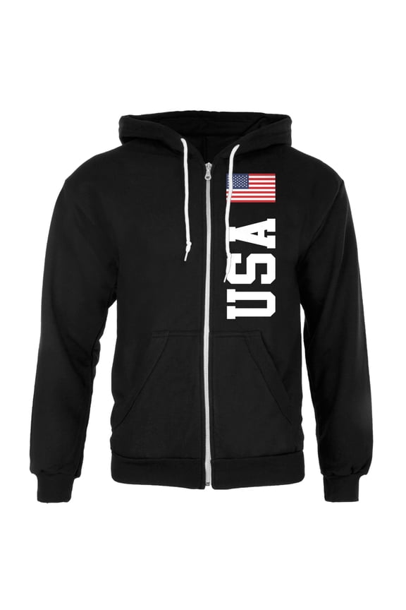 Mens 4th Of July America Flag World Cup Full Zip Long Sleeve Graphic Hoodie
