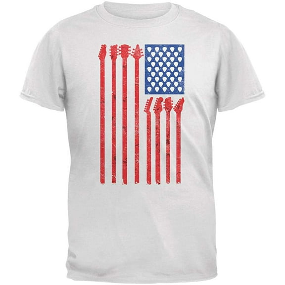 Old Glory Mens 4th Of July Stars and Strings Guitar American Flag Short Sleeve Graphic T Shirt
