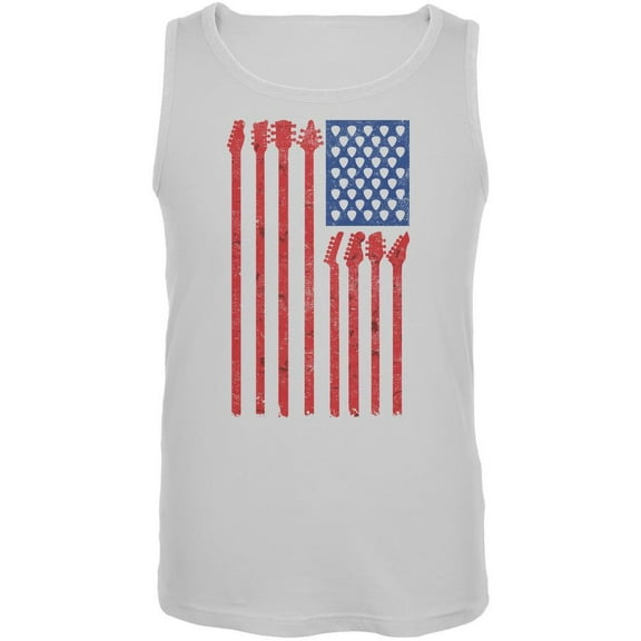Old Glory Mens 4th Of July Stars and Strings Guitar American Flag Sleeveless Graphic Tank Top