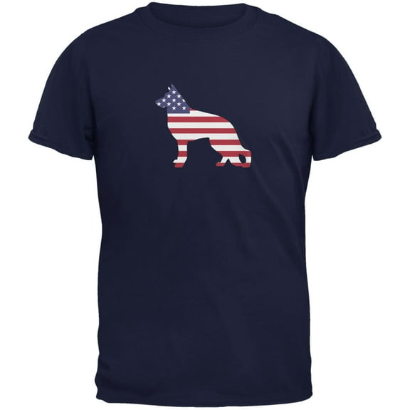 Old Glory Mens 4th of July Patriotic Dog German Shepherd Short Sleeve Graphic T Shirt