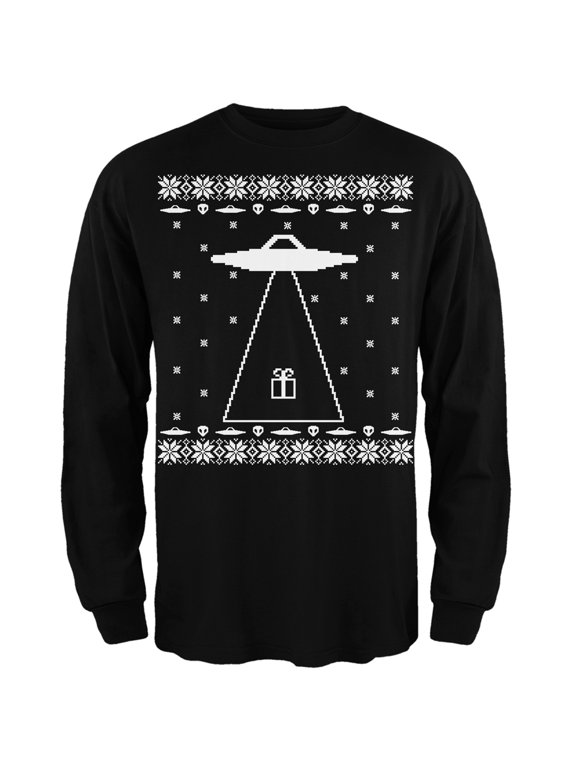 Mens Alien Abduction Ugly Christmas Sweater Long Sleeve T Shirt