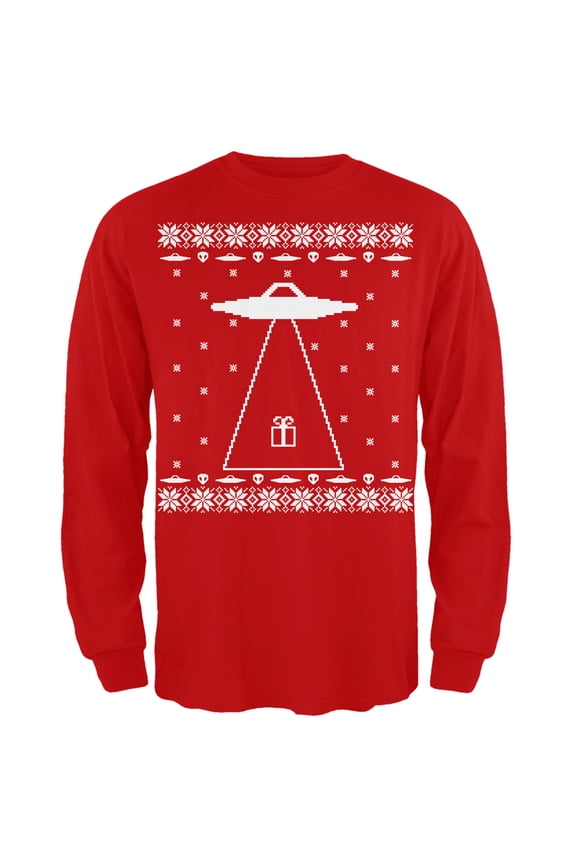 Mens Alien Abduction Ugly Christmas Sweater Long Sleeve T Shirt