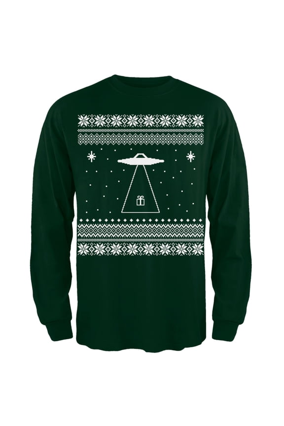 Mens Alien Beam Ugly Christmas Sweater Long Sleeve T Shirt