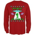 thumbnail image 1 of Old Glory Mens Alien Peace on Earth Ugly Christmas Sweater Long Sleeve T Shirt, 1 of 6