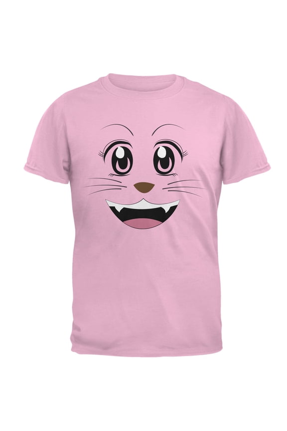 Mens Anime Cat Face Neko Short Sleeve Graphic T Shirt