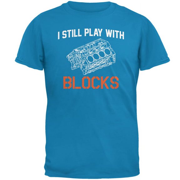 Old Glory Mens Auto Racing I Still Play With Blocks Short Sleeve Graphic T Shirt