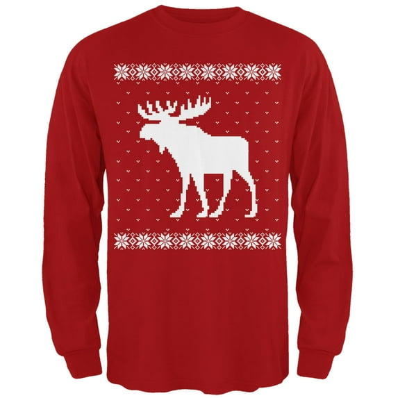 Old Glory Mens Big Moose Ugly Christmas Sweater Long Sleeve T Shirt