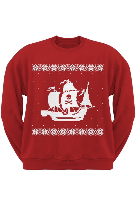 Old Glory Mens Big Pirate Ship Ugly Christmas Sweater Long Sleeve Sweatshirt