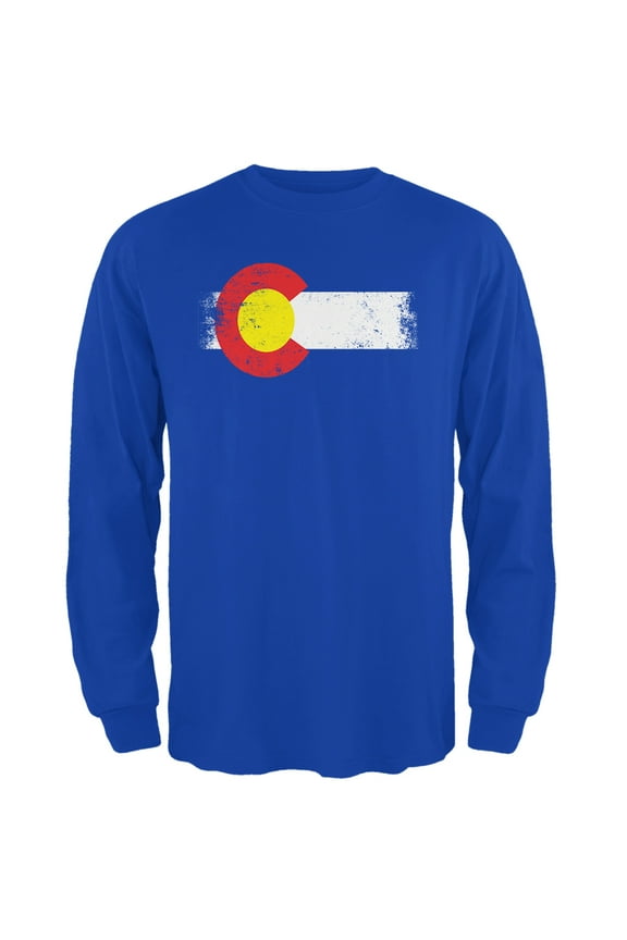 Mens Born and Raised Colorado State Flag Long Sleeve Graphic T Shirt