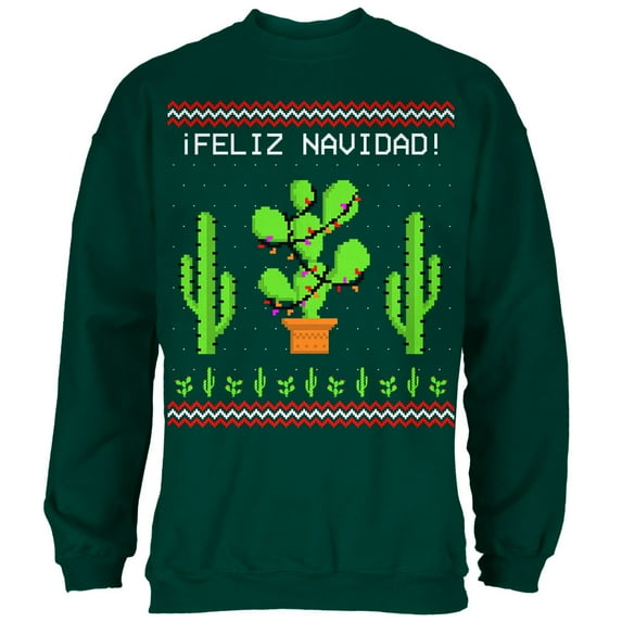 Old Glory Mens Cactus Desert Feliz Navidad Ugly Christmas Sweater Long Sleeve Sweatshirt