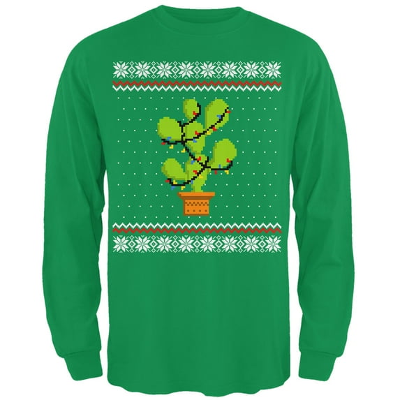 Old Glory Mens Cactus Prickly Pear Tree Ugly Christmas Sweater Long Sleeve T Shirt